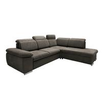 Ecksofa Vasto Dunkelbraun S: 283x228cm - Chromfarben/Dunkelbraun, Design, Textil (283/228cm) - Livetastic
