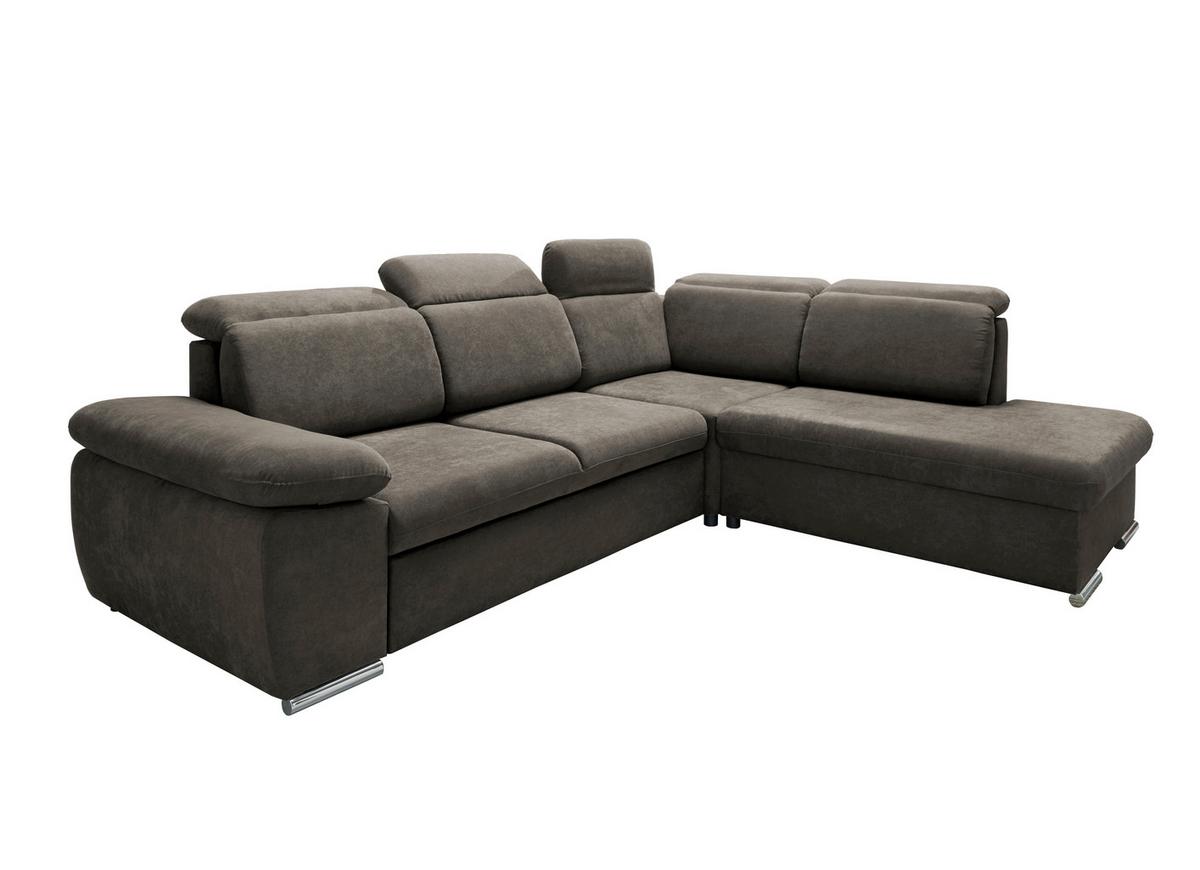 Ecksofa Vasto Dunkelbraun S: 283x228cm - Chromfarben/Dunkelbraun, Design, Textil (283/228cm) - Livetastic