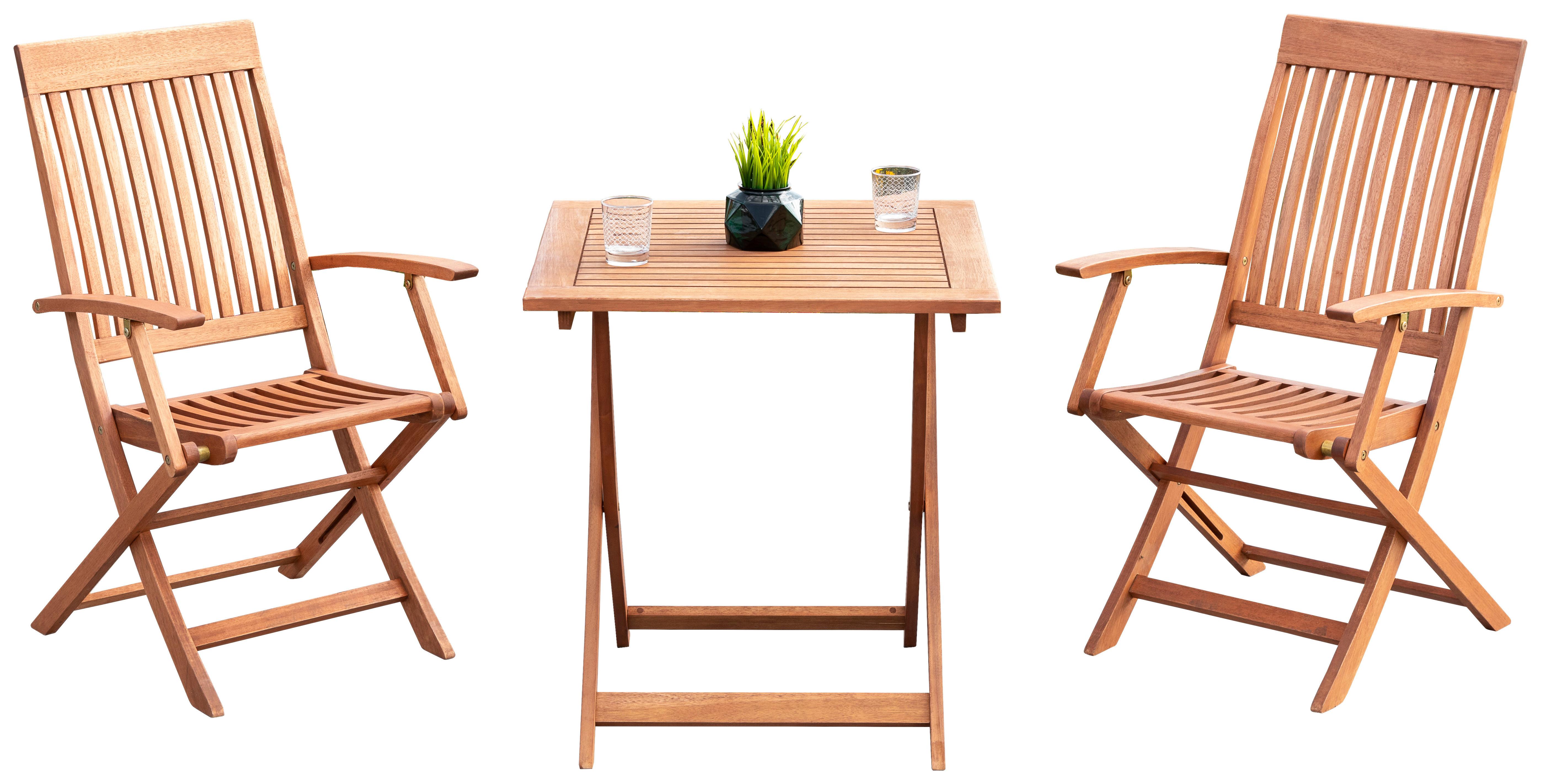Gartengarnitur 3-Tlg. Comodoro Eukalyptusholz - Braun, KONVENTIONELL, Holz - Gardenson