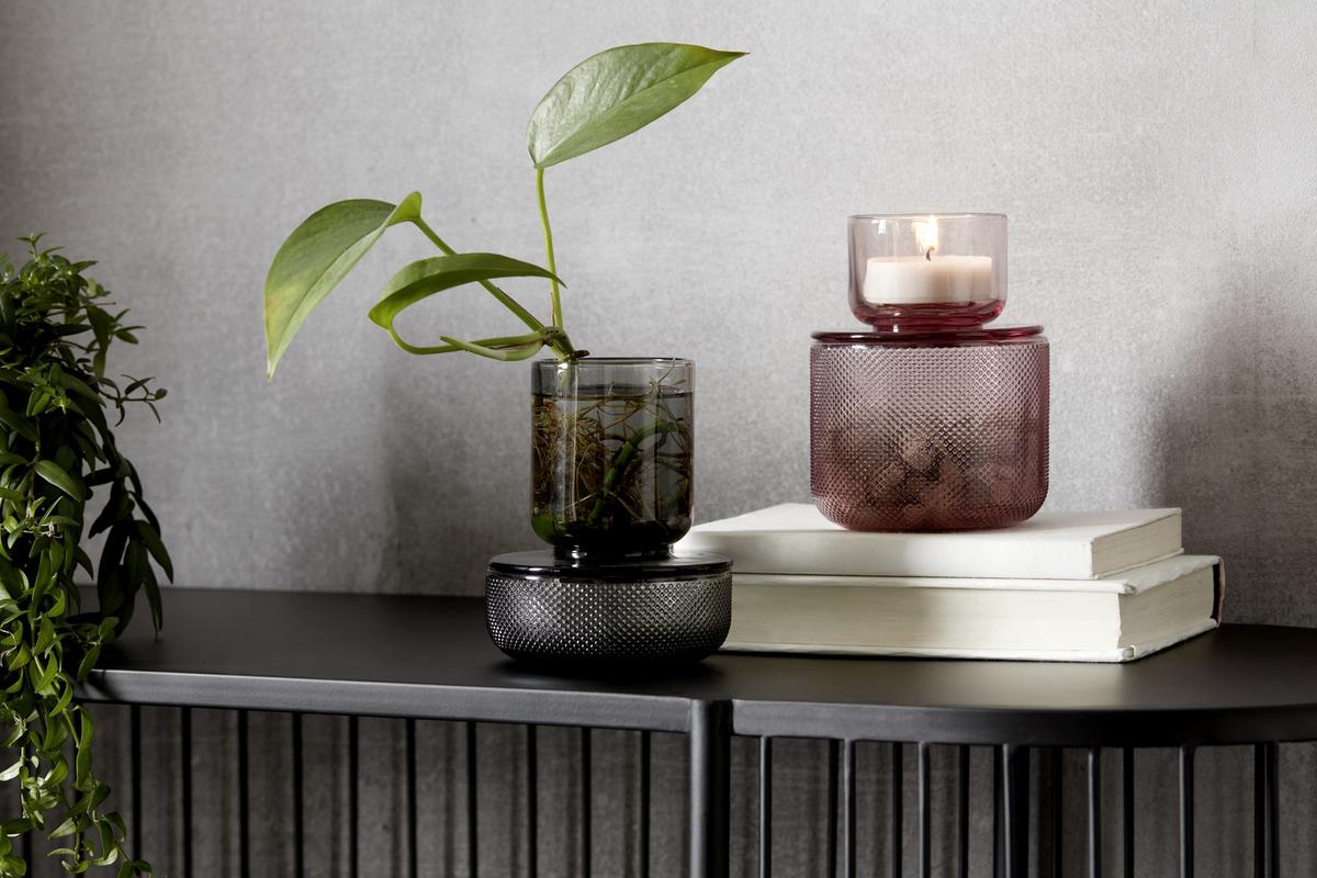 Dekorační dóza Smoked - šedá, sklo (10/13cm) - Modern Living