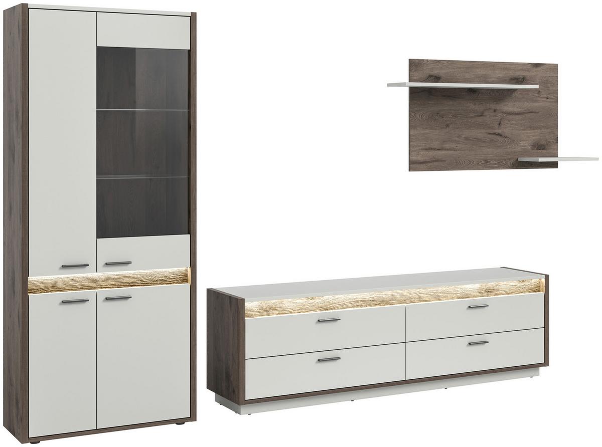 Wohnwand Hellgrau Nb, Nox Oak Dekor - Hellgrau, Design, Holzwerkstoff (299/198/43cm) - MID.YOU