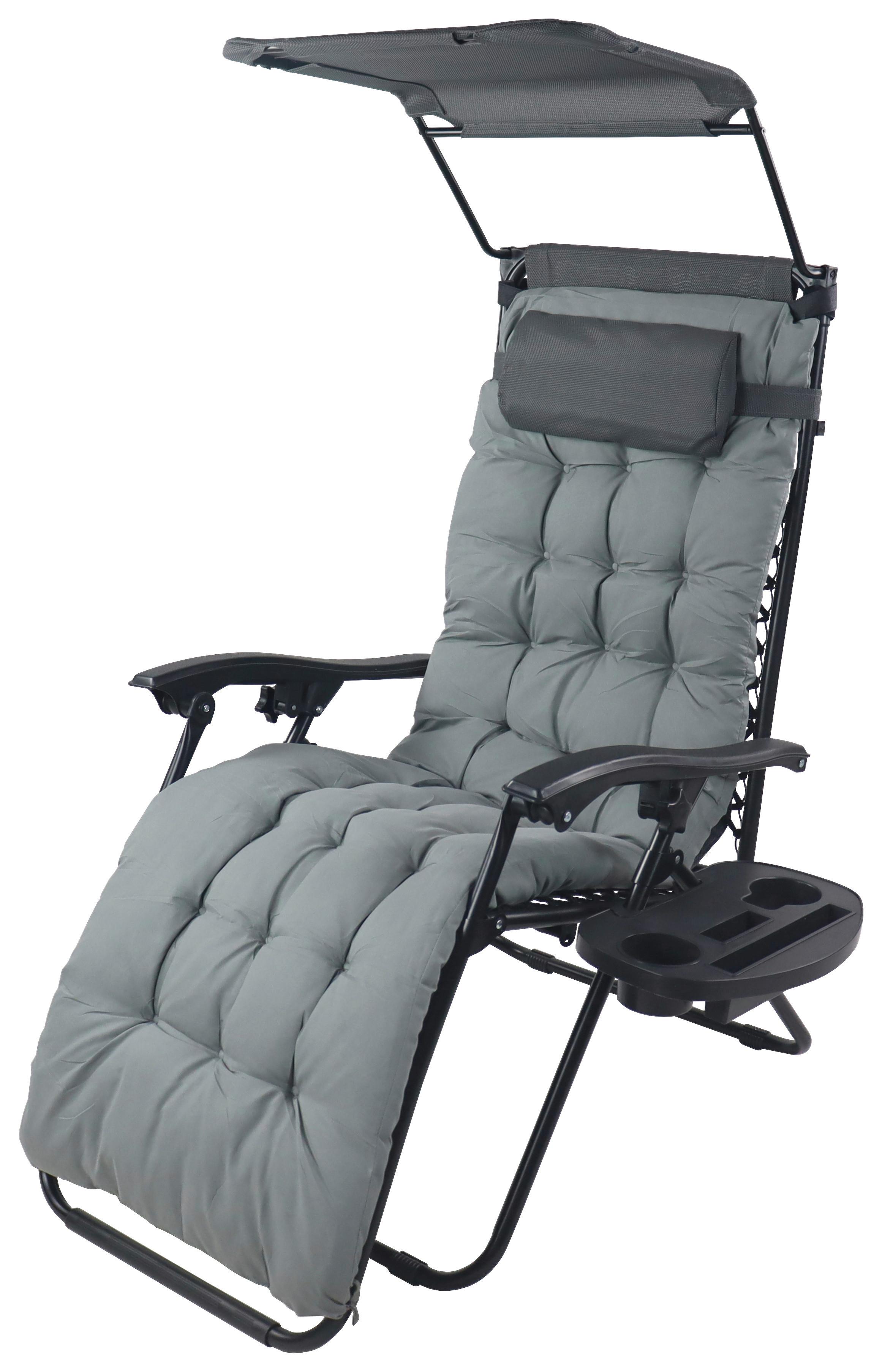 Gartenliege Maltosa Xl Klappbar, Hellgrau - Hellgrau, MODERN, Textil/Metall (64/133/91cm) - Gardenson