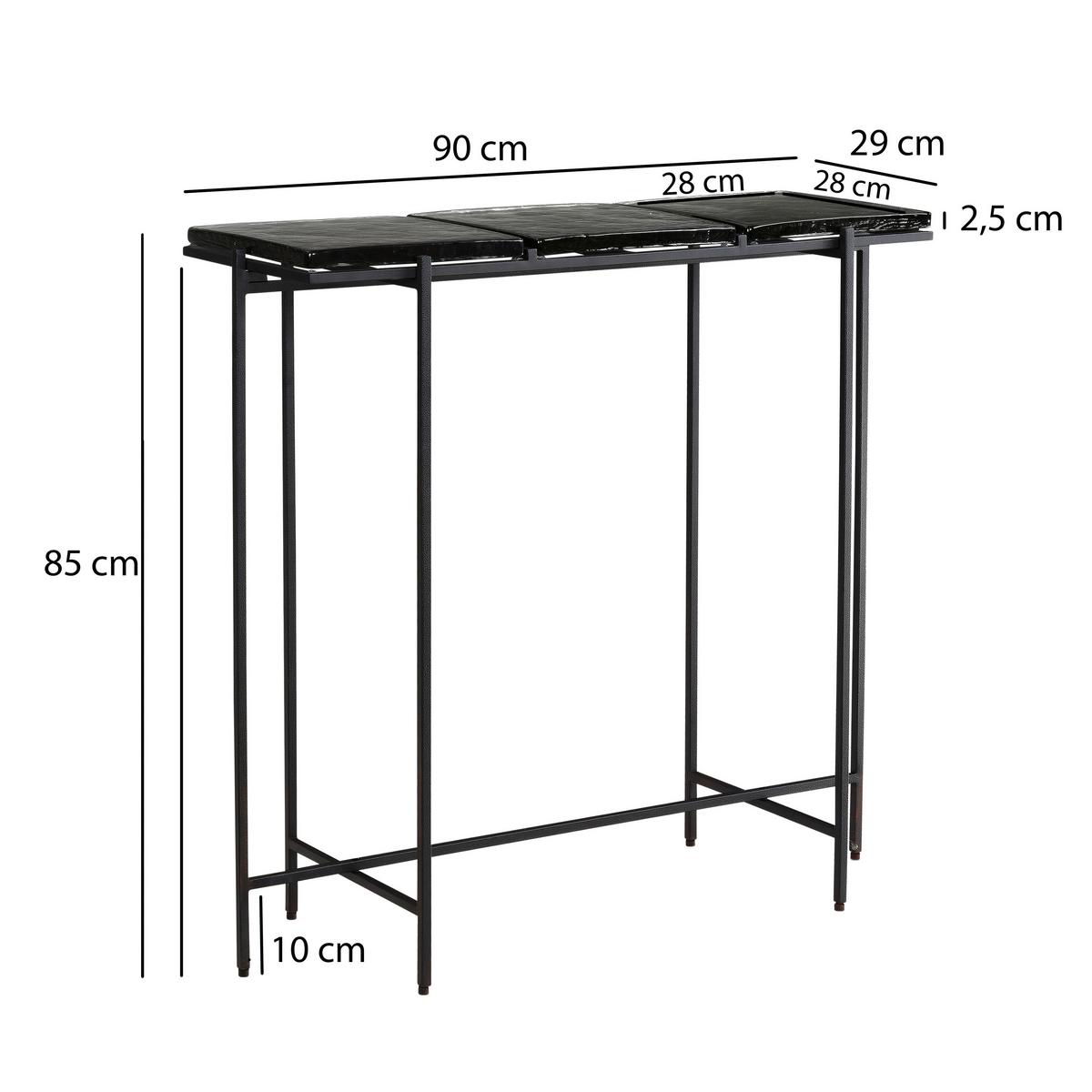 Konsolentisch Schwarz B: 90 cm - Schwarz, Design, Glas/Metall (90/29/85cm) - MID.YOU