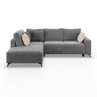 Ecksofa mit Schlaffunktion Lincoln Grau Cord 212x270 cm - Schwarz/Grau, MODERN, Textil (212/270cm)