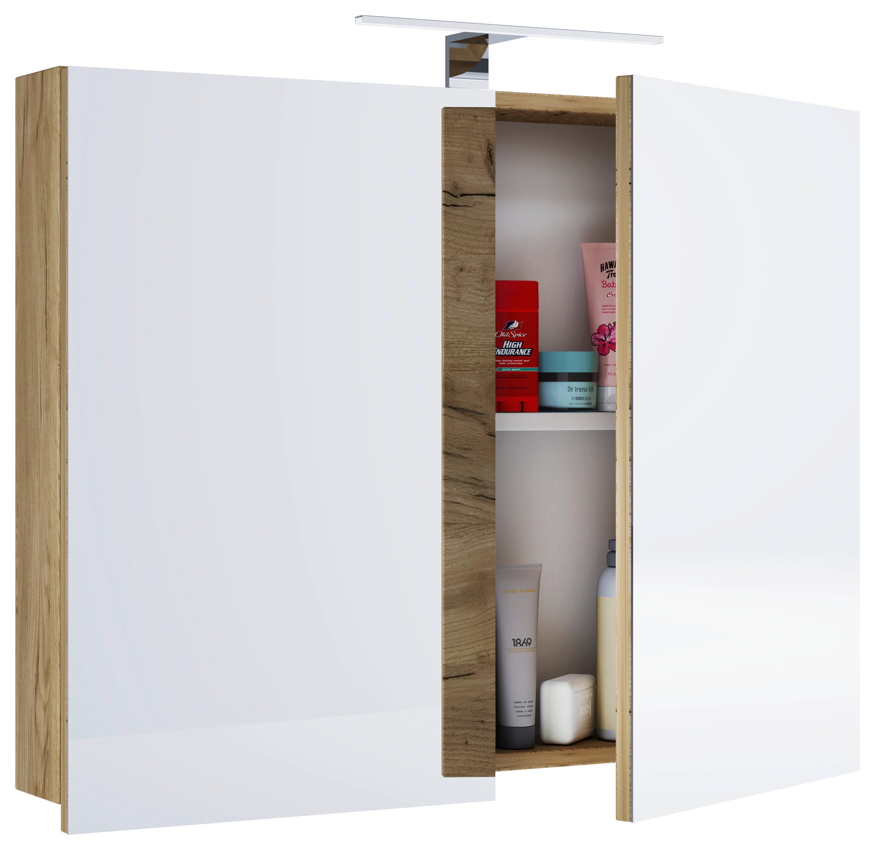 Spiegelschrank Badinos Honigeiche B: 80 cm - Honigeiche, MODERN, Glas/Holzwerkstoff (80/59,2/12cm) - MID.YOU