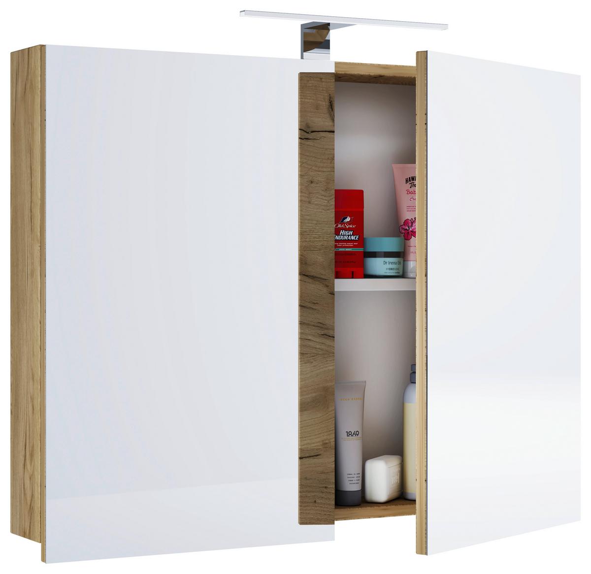 Spiegelschrank Badinos Honigeiche B: 80 Cm - Honigeiche, MODERN, Glas/Holzwerkstoff (80/59,2/12cm) - MID.YOU