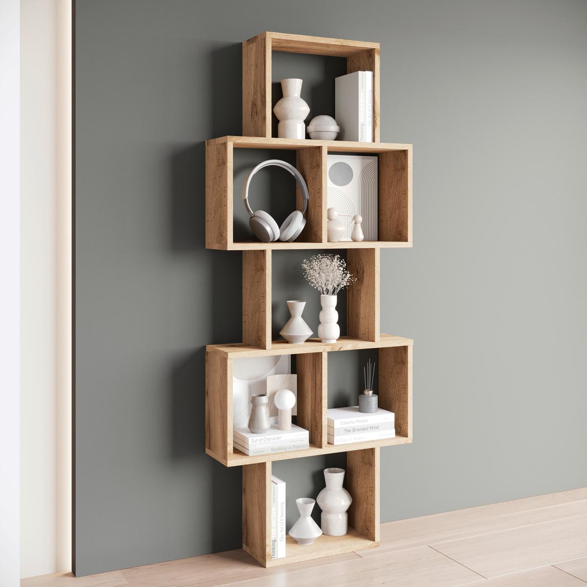 Wandregal Trio Eiche Wotan Dekor B: 160,8cm - Eiche Wotan, Basics, Holzwerkstoff (160,8/65/18cm)