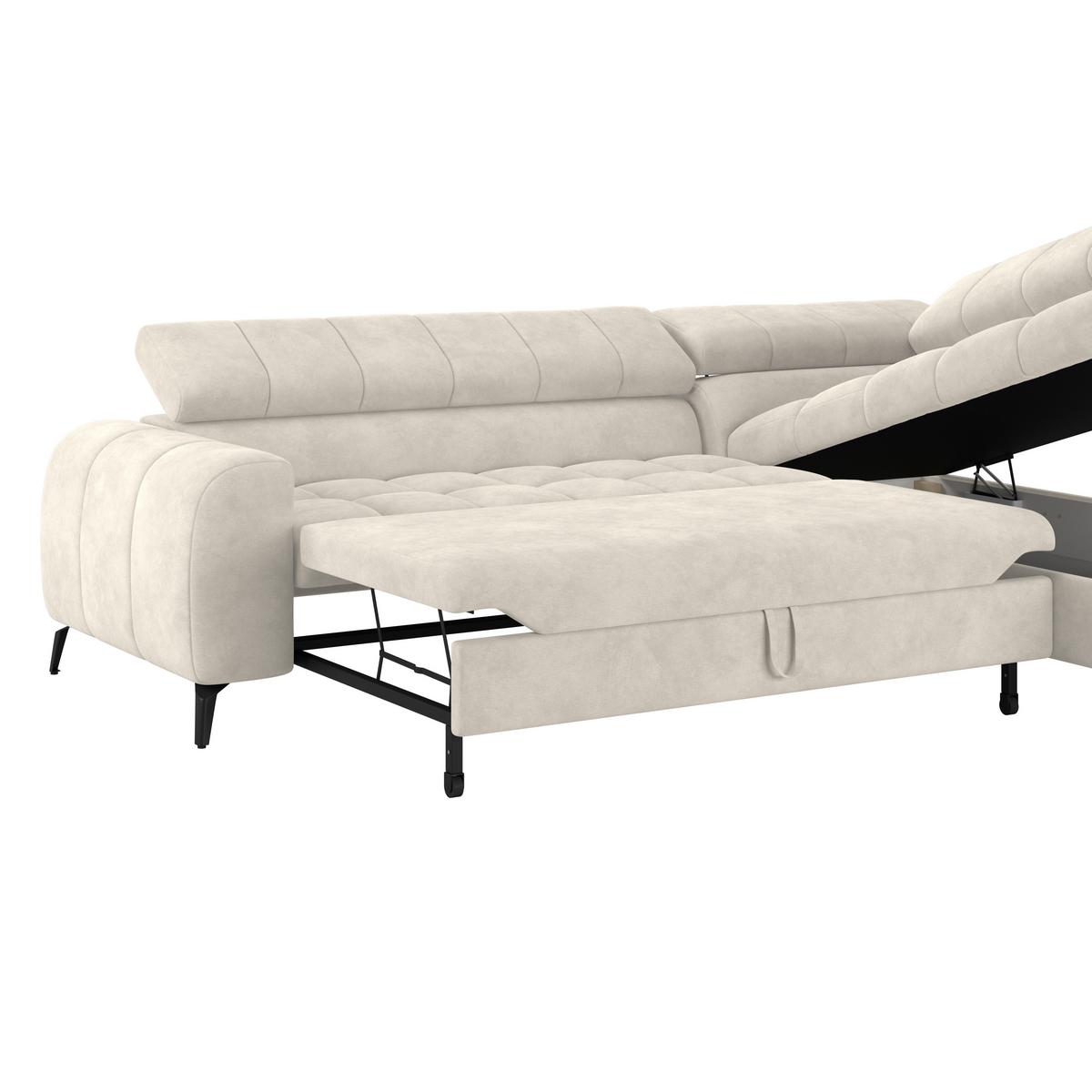 Ecksofa Volf Rechts New Cremefarben, S: 261x203 cm - Creme/Schwarz, Trend, Kunststoff/Textil (261/203cm)