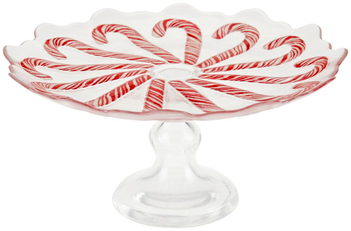 Teller Daniela aus Glas Perlweiß/Rot Metallic, D: 21cm - Klar/Rot, ROMANTIK / LANDHAUS, Glas (21cm) - James Wood