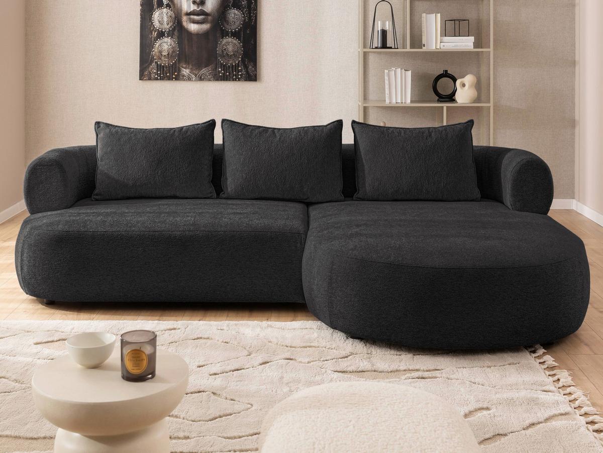 Ecksofa Ferro Schwarz S: 256x156 cm - Schwarz, Design, Textil (256/156cm) - Livetastic