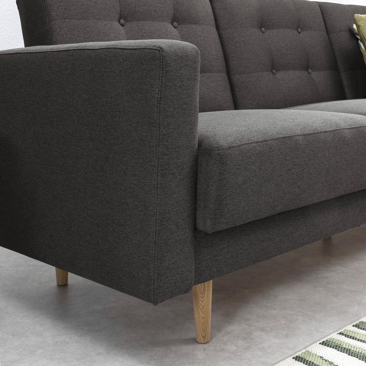 3-Sitzer-Sofa + Schlaffunktion Jasmin mit Armlehnen Anthrazit - Eschefarben/Anthrazit, MODERN, Textil (224/81/83cm) - Max Winzer