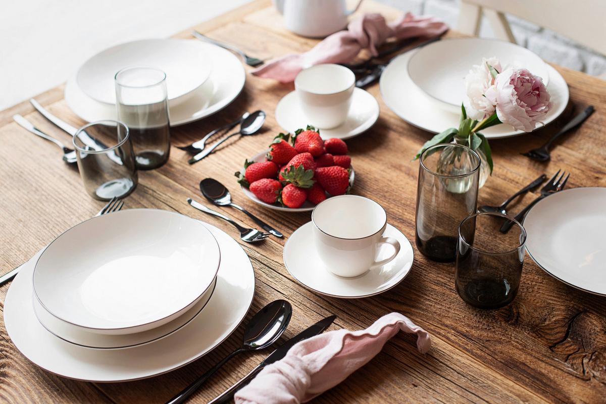 Kaffeeservice Felise Porzellan 6 Personen Geschirr Set - Schwarz/Weiß, Trend, Keramik - Mäser