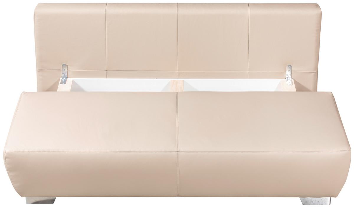 Schlafsofa mit Kissen Nikita Leder - Chromfarben/Beige, KONVENTIONELL, Leder (195/85/90cm) - Livetastic