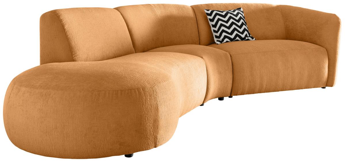 Ecksofa Jesi, Goldfarben S: 182x176 Cm - Goldfarben/Schwarz, MODERN, Textil (182/276cm) - Livetastic