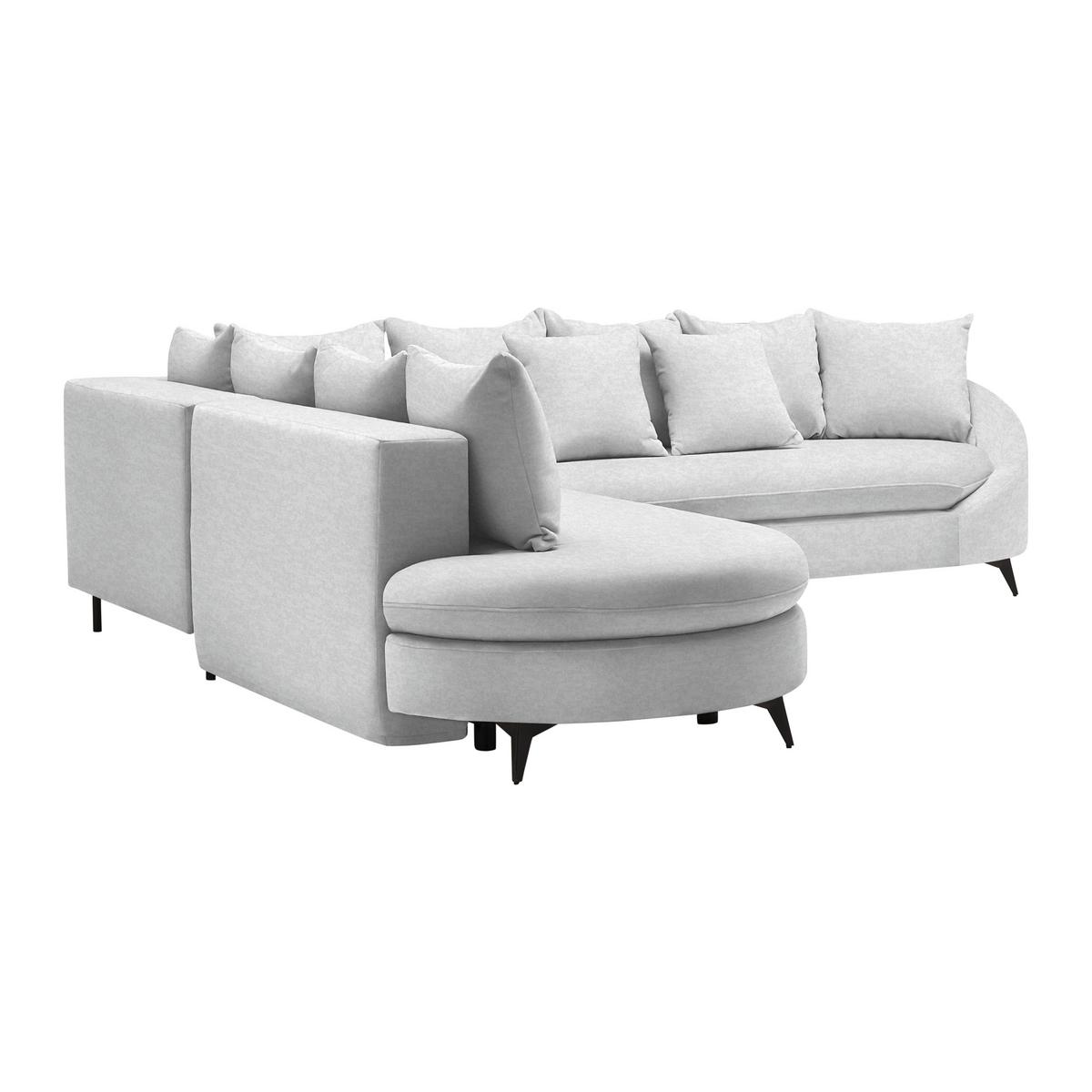 Rohová sedačka AXEL, levá, stříbrná žinylka - barvy stříbra/černá, Moderní, kov/textil (250/291cm) - Mömax