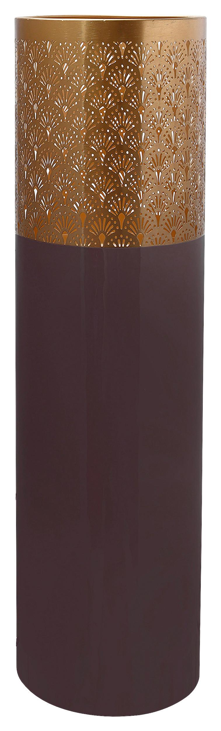 Bodenvase Art Deco Lila Goldfarben, D: 25 Cm - Lila/Goldfarben, Trend, Metall (25/90cm) - Kayoom