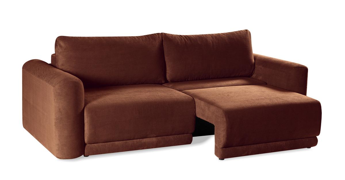 Schlafsofa Norman Rostfarben B: 252cm - Rostfarben/Schwarz, Design, Textil (252/93/167cm) - Livetastic