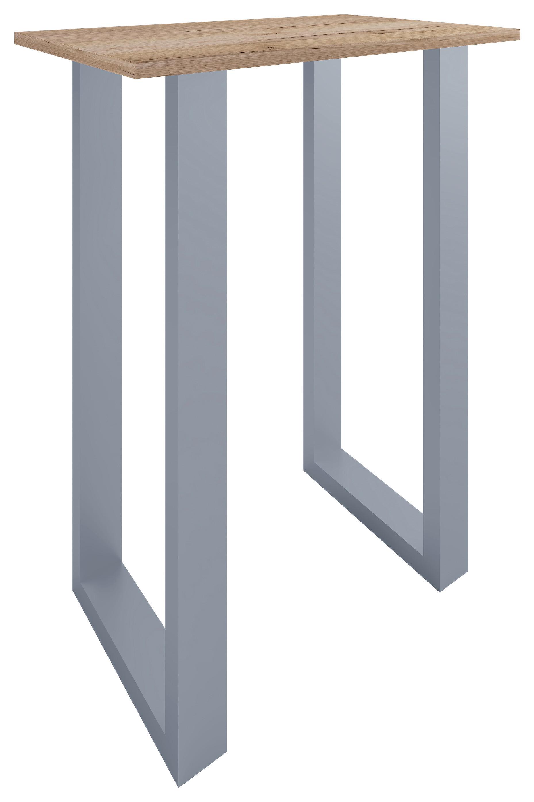 Bartisch Xona B 80x50 - Honigeiche/Silberfarben, KONVENTIONELL, Holzwerkstoff/Metall (80/50/102cm)