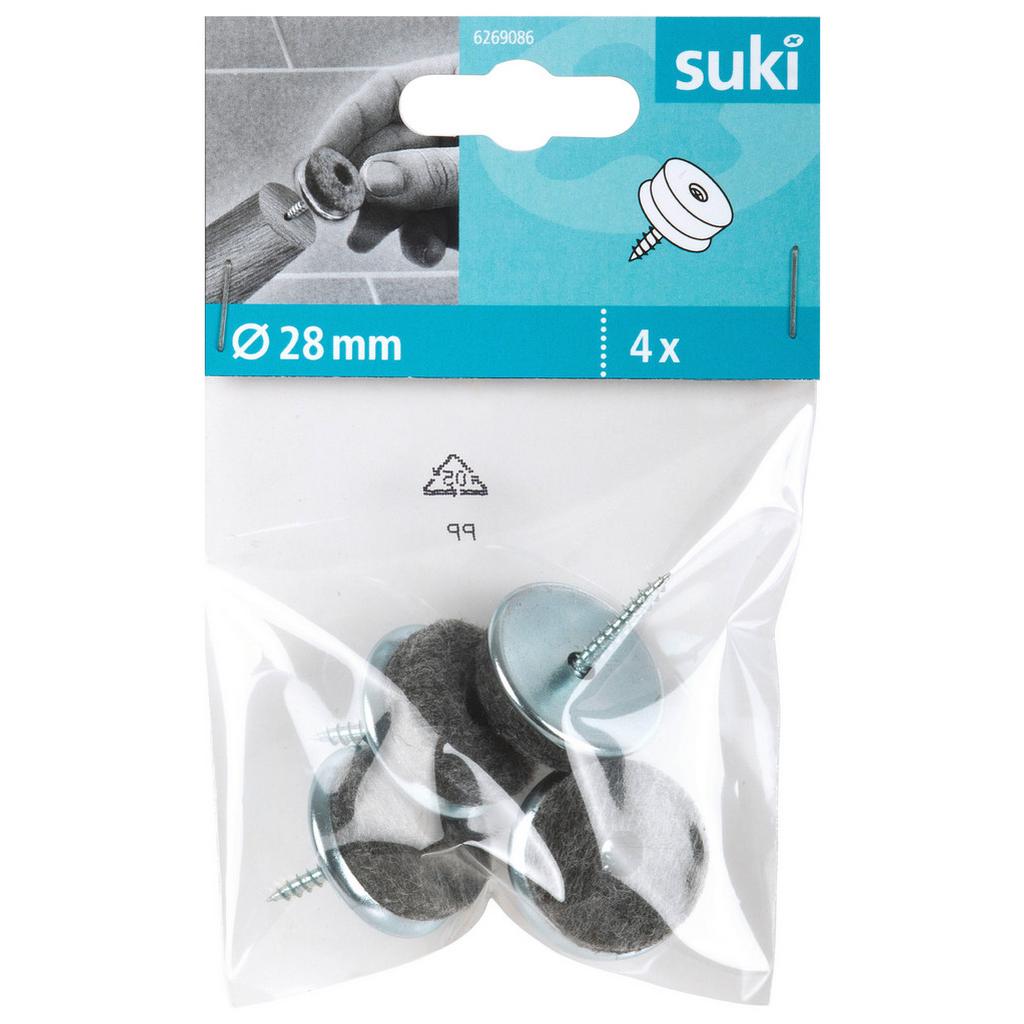 Filzgleiter Ø 28 mm 4 Stk. Silberfarben Dämpfend