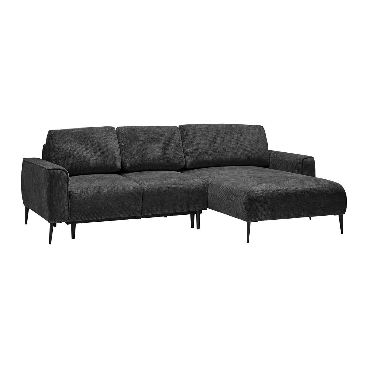 Rohová sedačka CUSTOM, pravá, černá žinylka - černá, Moderní, kov/textil (255/164cm) - Mömax