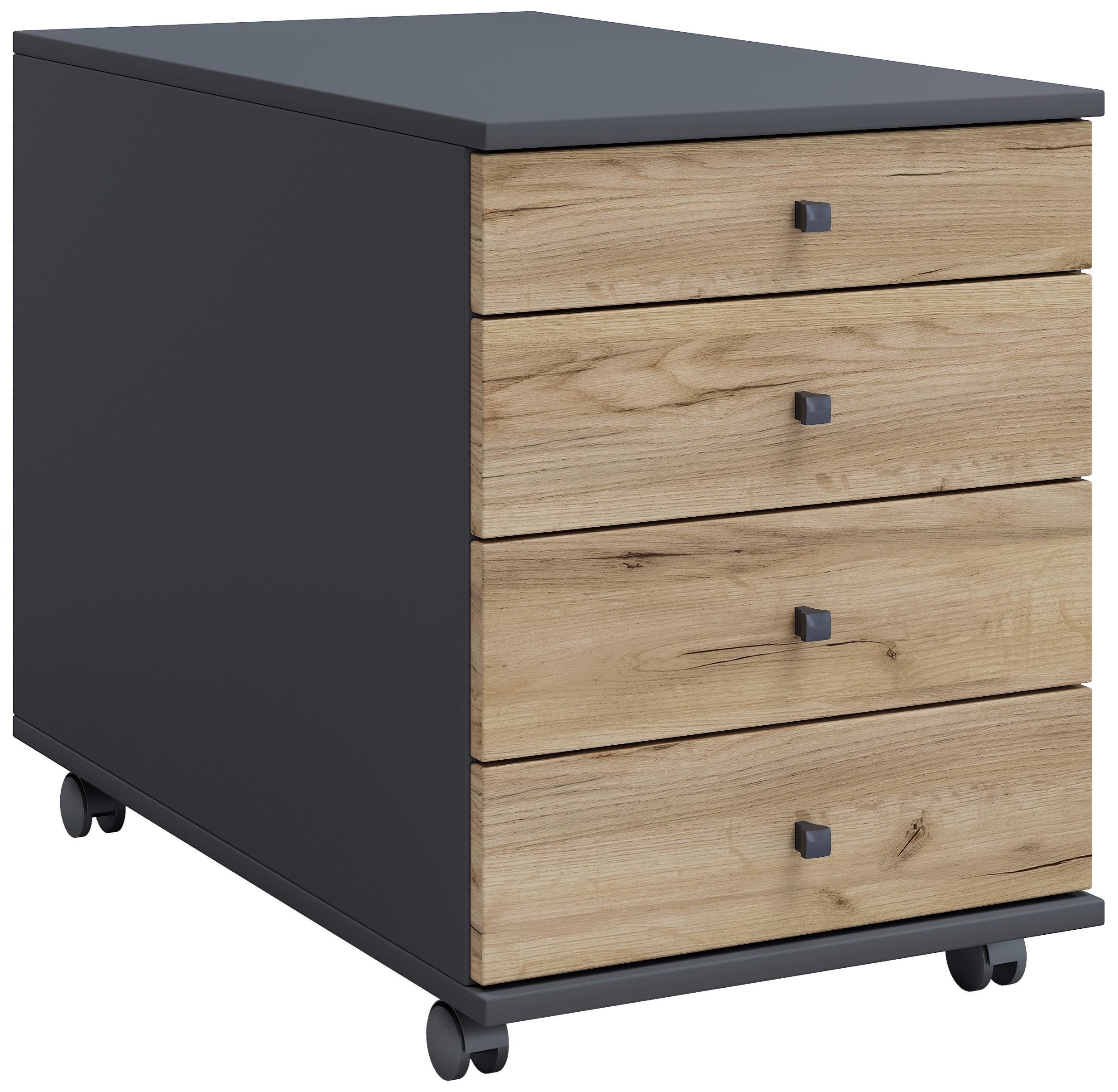 Rollcontainer Lona Anthrazit Honigeiche Dekor - Honigeiche/Anthrazit, Design, Holzwerkstoff/Kunststoff (42/57/75cm) - MID.YOU