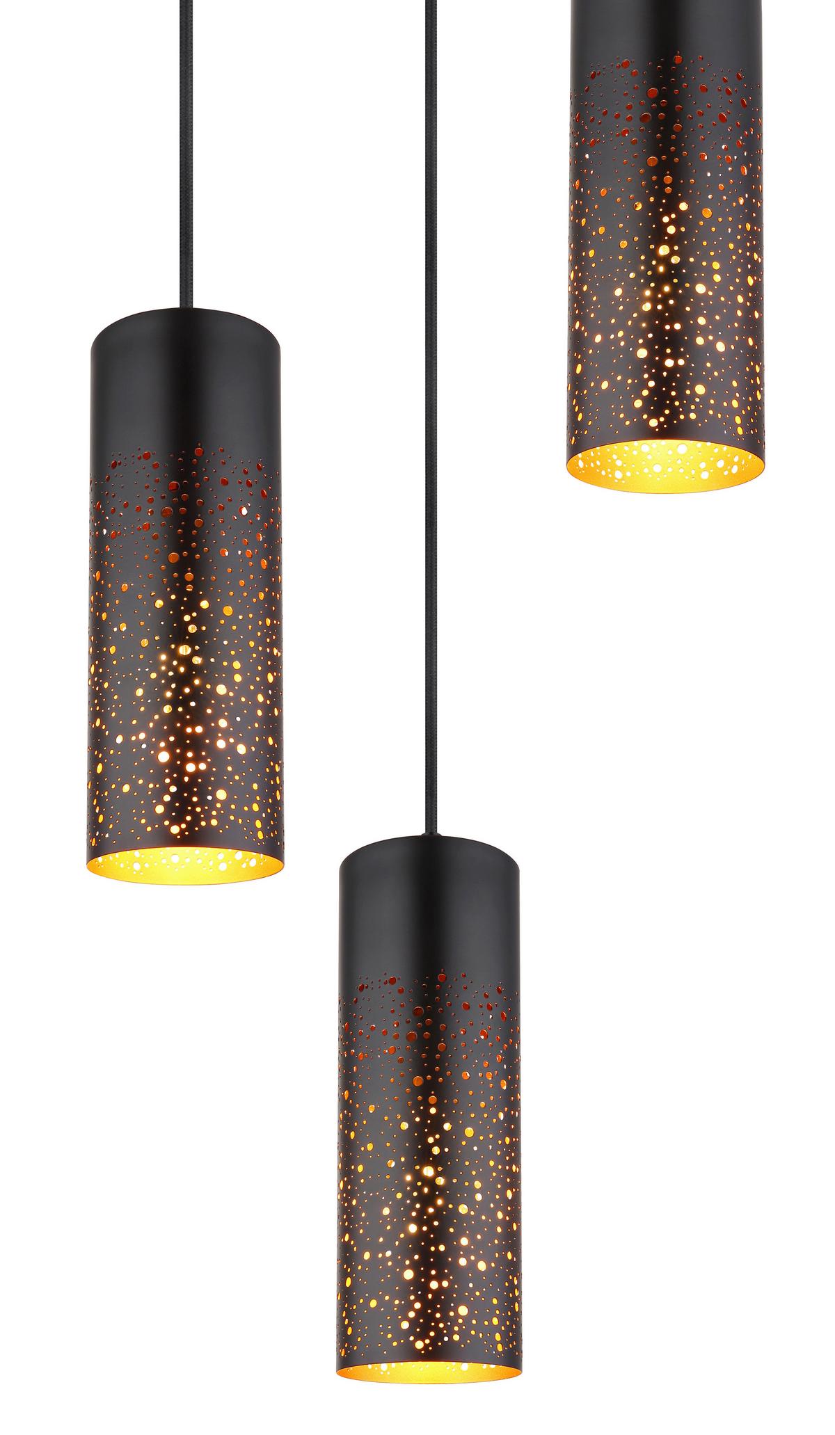 Függőlámpa 21005-3h - fekete/arany, Design, fém (34/150cm) - Globo