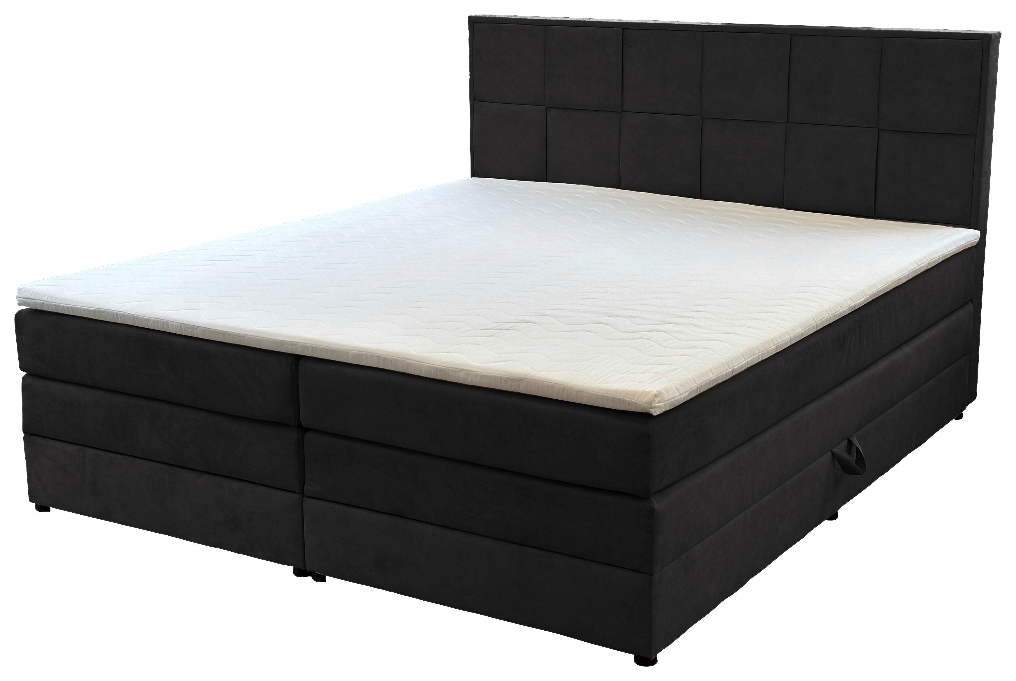 Boxspringbett Mit Bettkasten Carla 180x200 Cm Dunkelgrau - Dunkelgrau/Schwarz, Basics, Textil (180/200cm) - MID.YOU