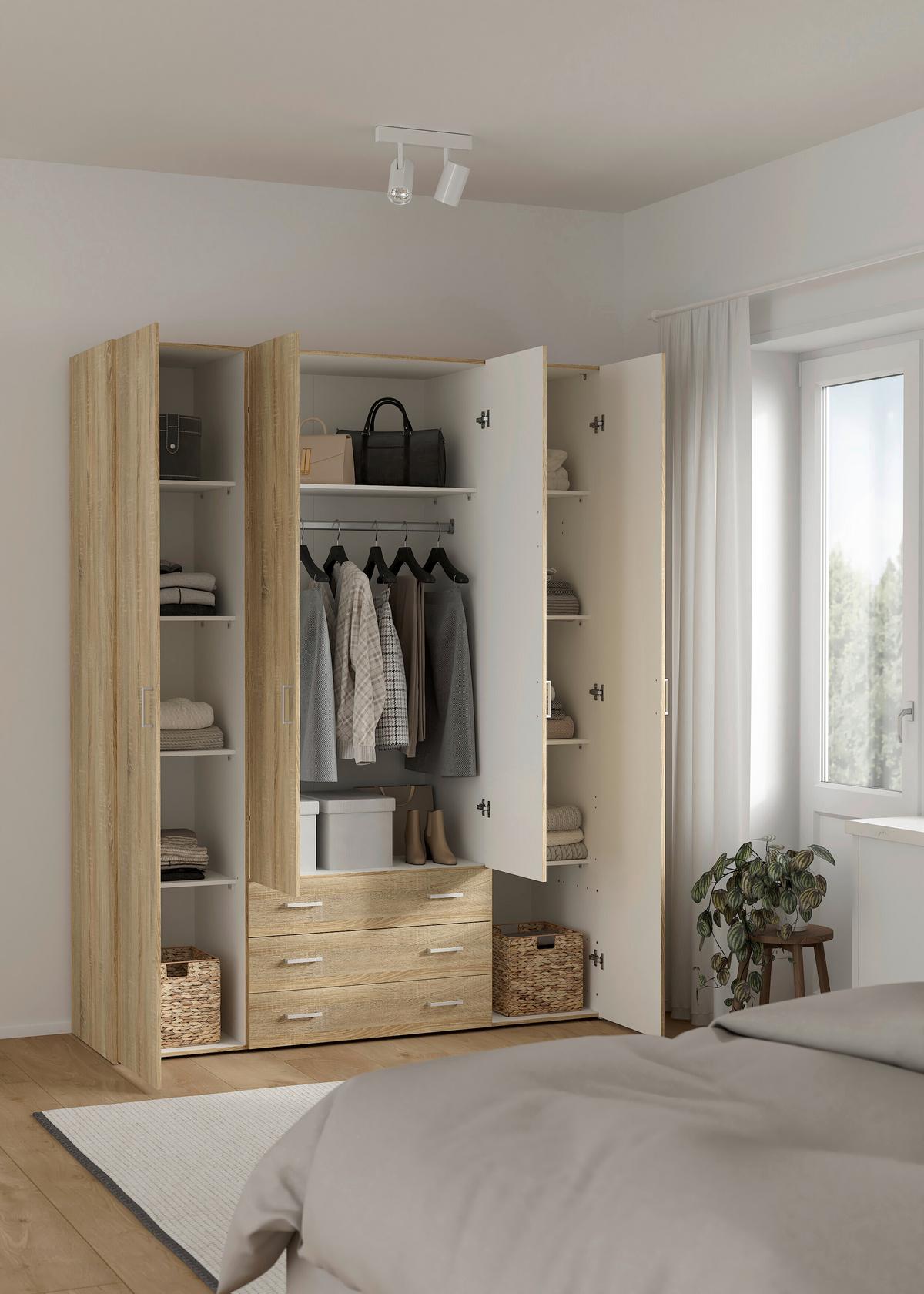 Ruhásszekrény Space 154/200cm - Sonoma tölgy, Konventionell, fa (154/200,4/49,5cm)