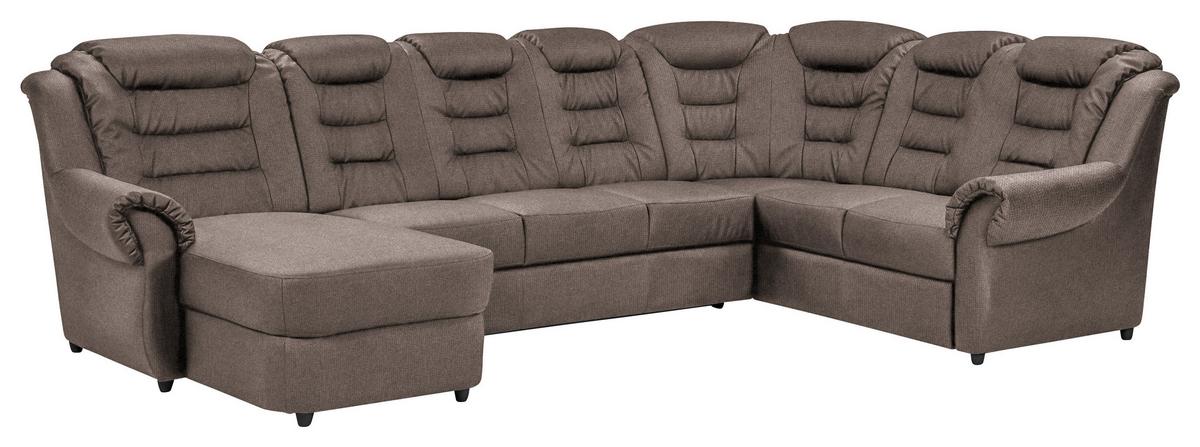Wohnlandschaft Boston Taupe Chenille - Taupe/Schwarz, KONVENTIONELL, Textil (165/333/216cm) - Livetastic