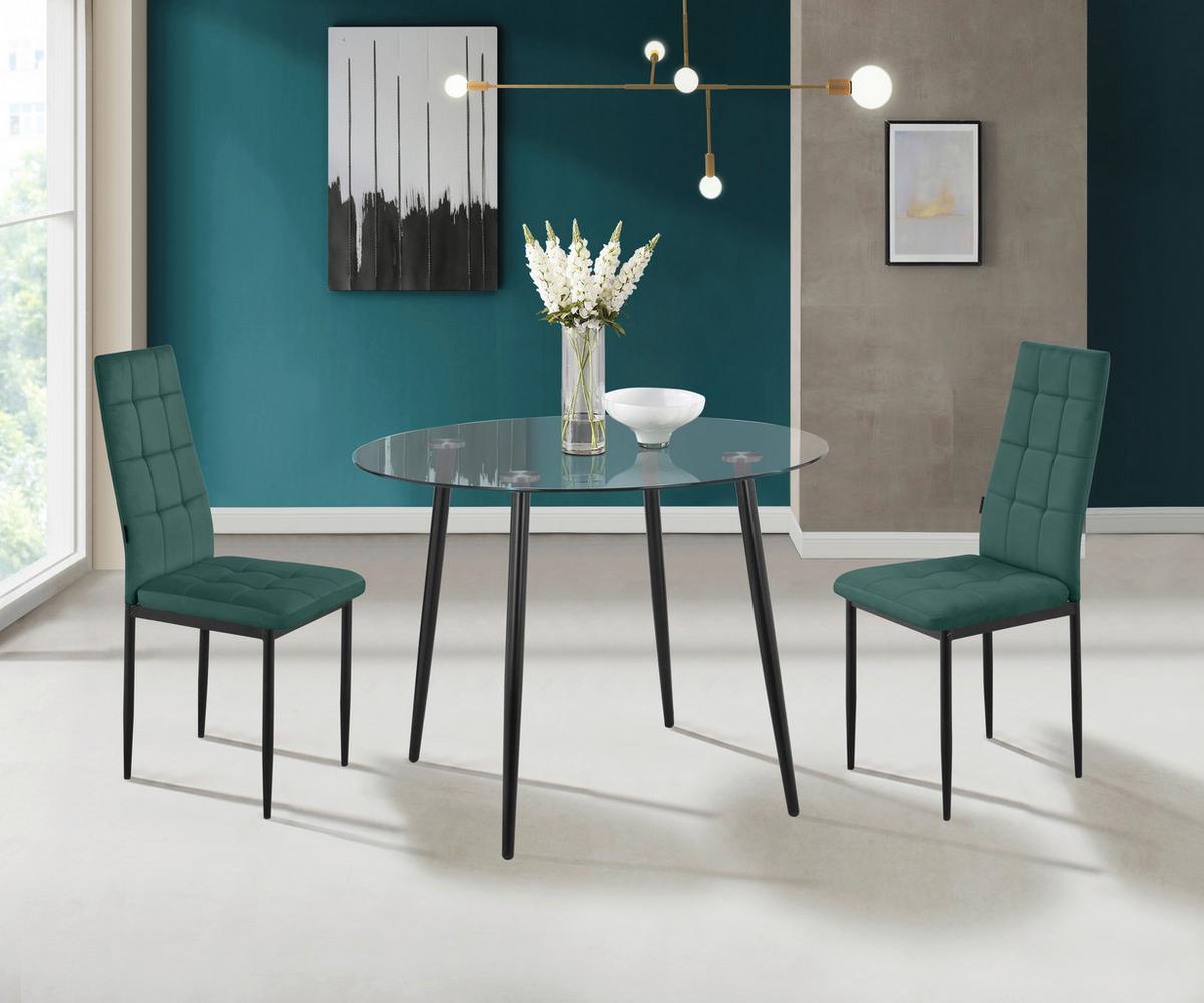 Stuhl Set Becca Dunkelgrün B: 42cm 2--Teilig - Dunkelgrün/Schwarz, Design, Textil/Metall (42/98/53cm) - MID.YOU