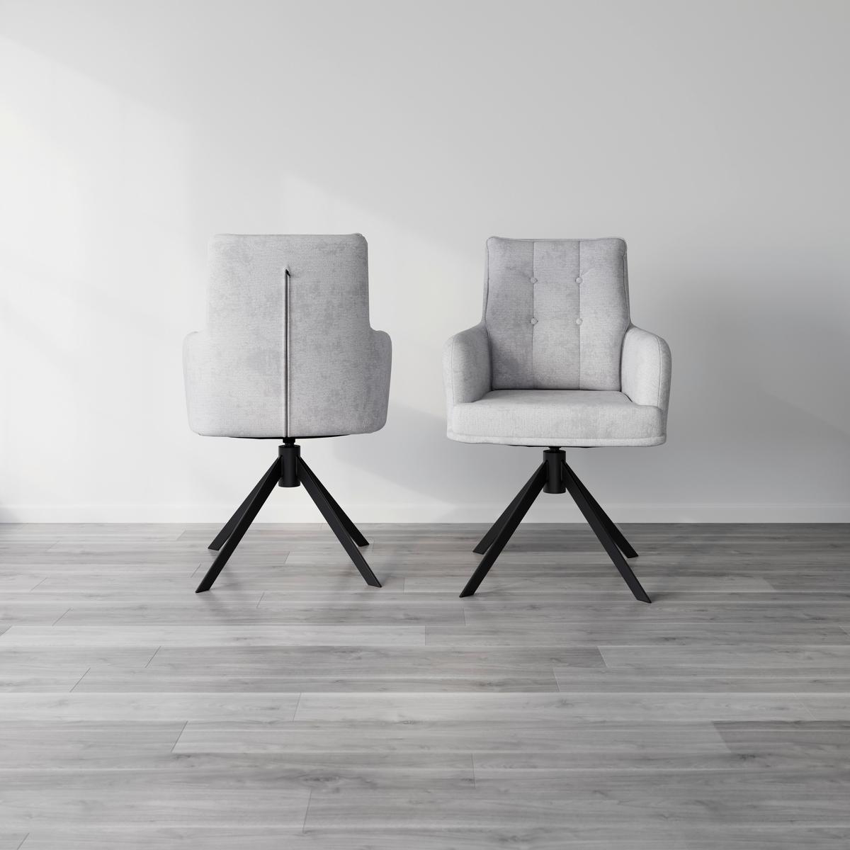 Stolička s podrúčkami MARIETTA, svetlosivá - čierna/svetlosivá, Modern, kov/drevo (66/90/60cm) - Bessagi Home