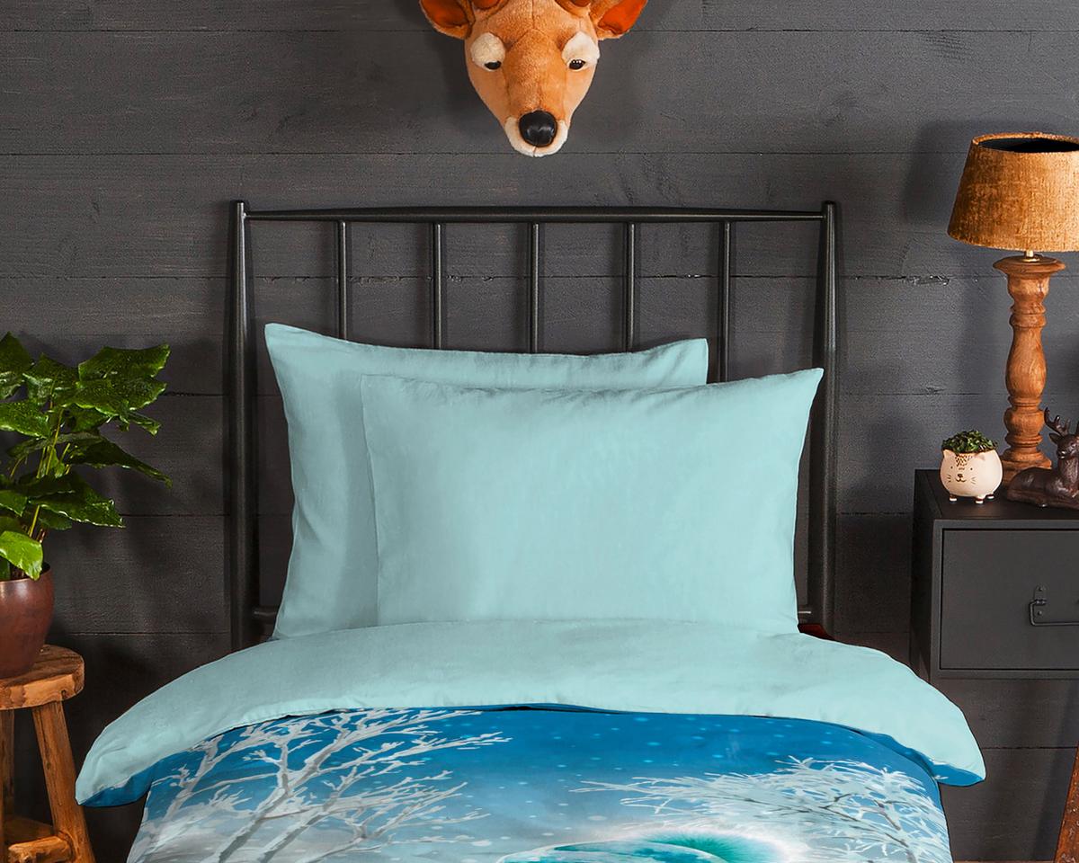 KINDERBETTWÄSCHE COLD - Blau/Weiß, Trend, Textil (140/200cm)