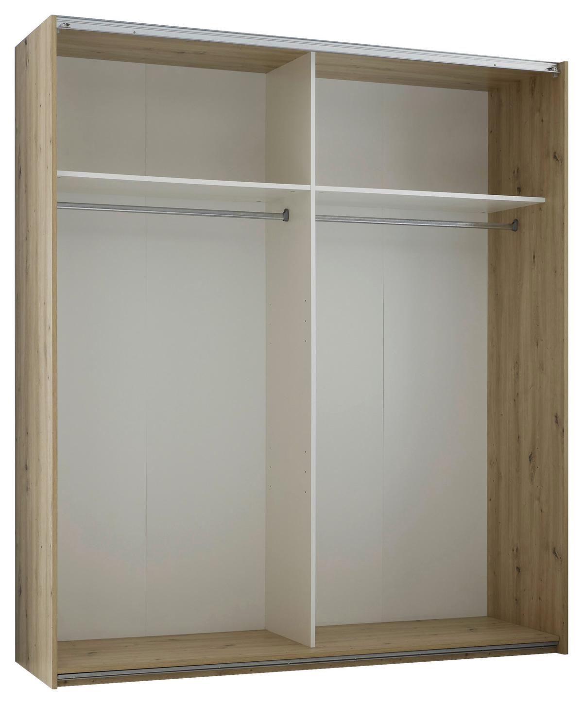 Schwebetürenschrank Liam Eiche Artisan, B: 170 cm - Graphitfarben/Eiche Artisan, KONVENTIONELL, Holzwerkstoff (170/195/57,5cm)