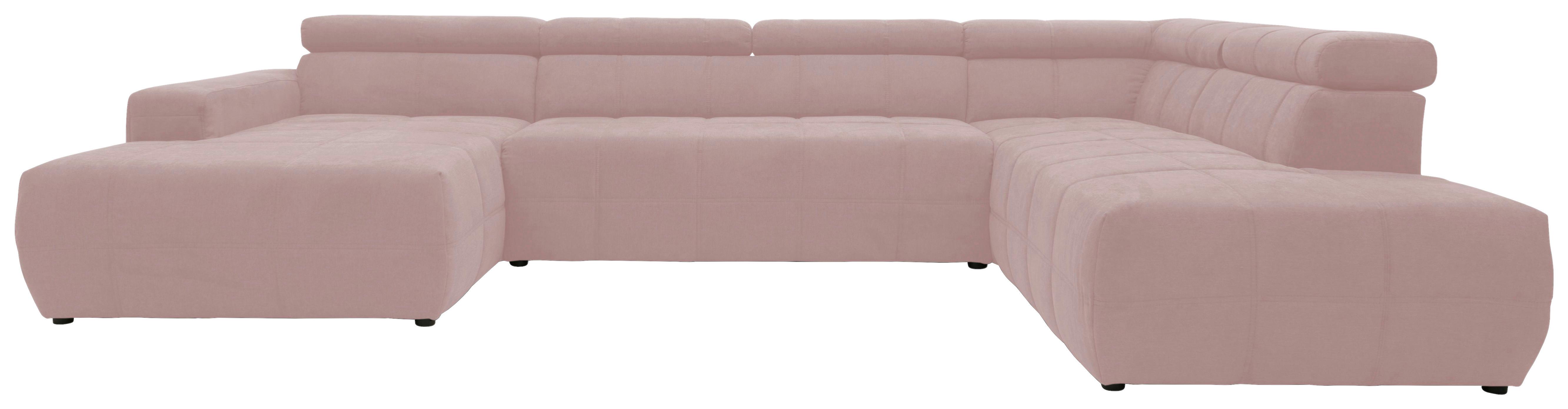 Wohnlandschaft Brandon Kopfteilverstellung Pink - Schwarz/Rosa, Design, Textil (175/359/228cm) - MID.YOU