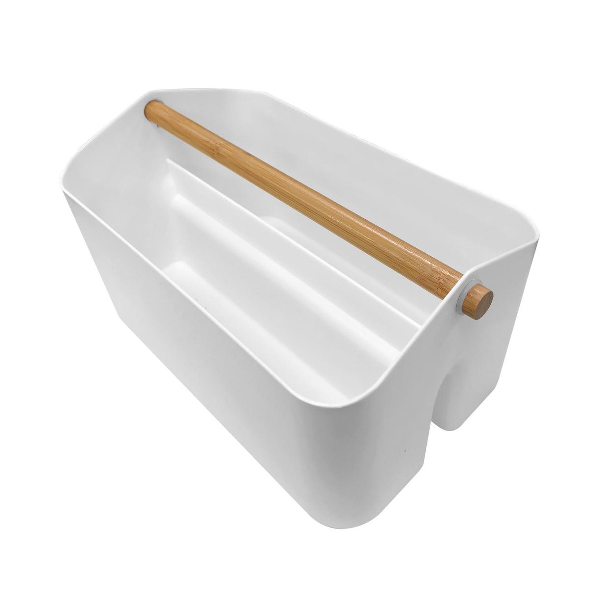 Košík ORGANIZER - biela, Modern, plast/prírodné materiály (28/16,8/14,8cm) - Mömax