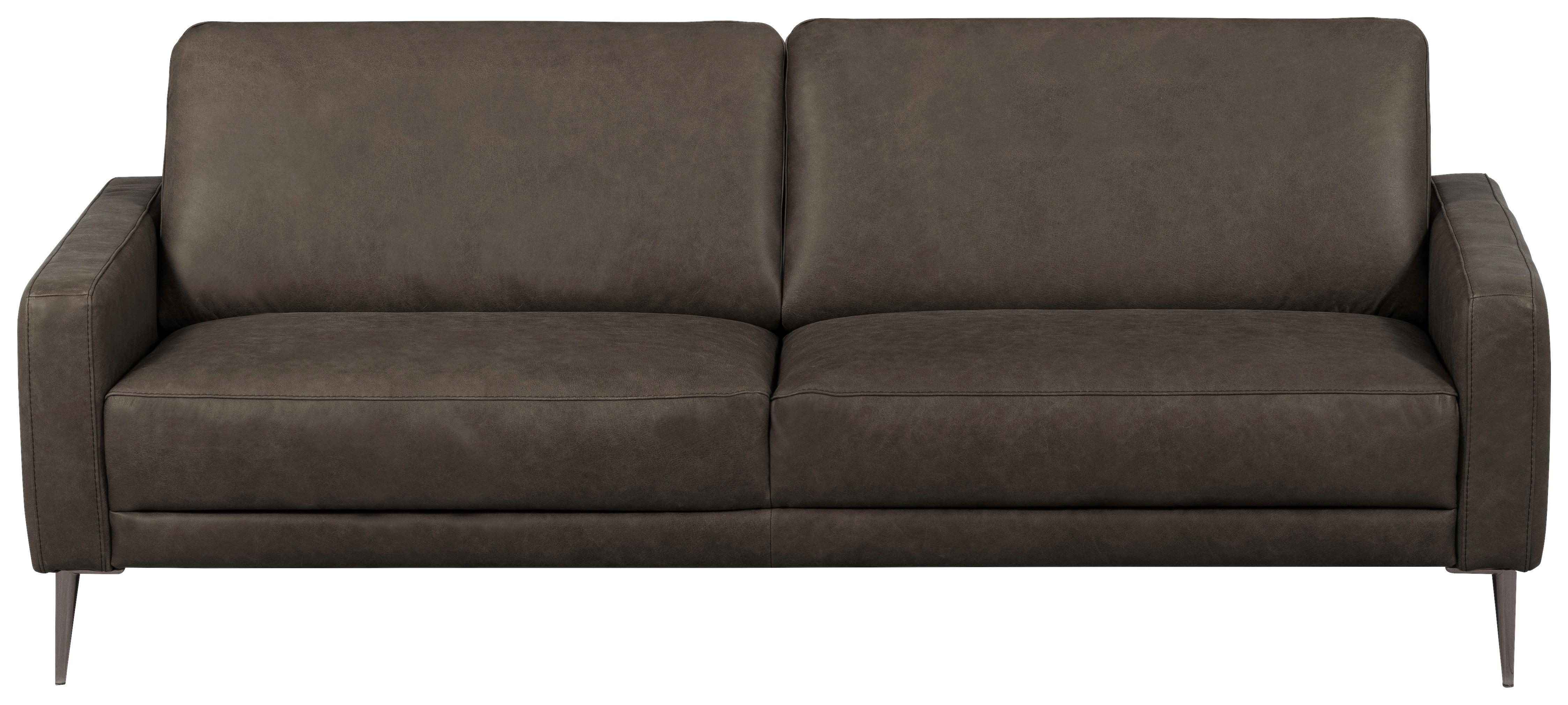 3-sitzer-sofa Spring, Fango B: - Fango/Schwarzchrom, Design, Leder (187/85/92cm) - Livetastic