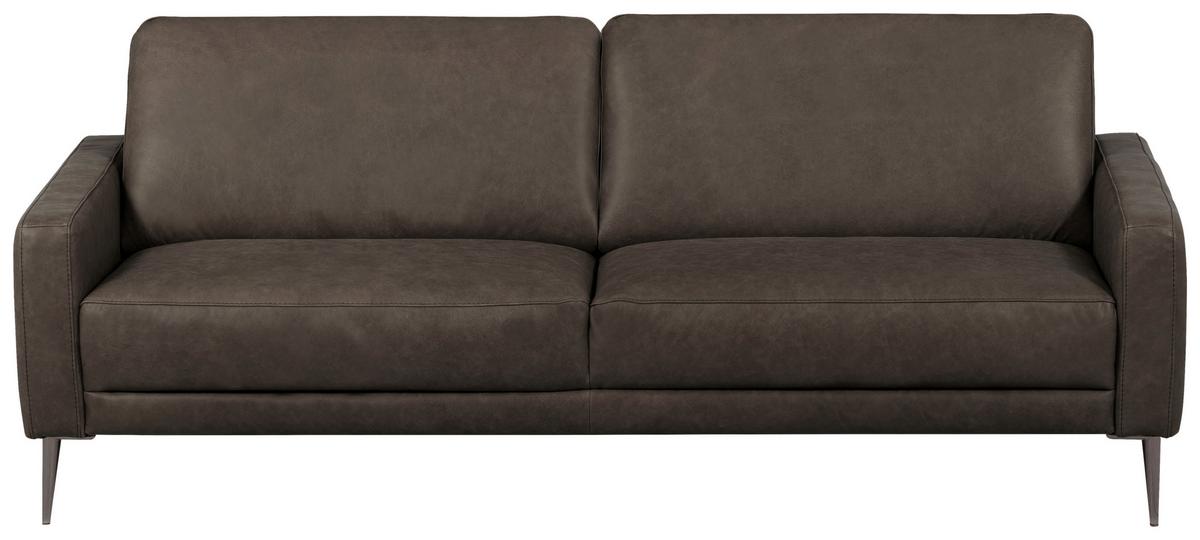 3-Sitzer-Sofa Spring, Fango B: - Fango/Schwarzchrom, Design, Leder (187/85/92cm) - Livetastic