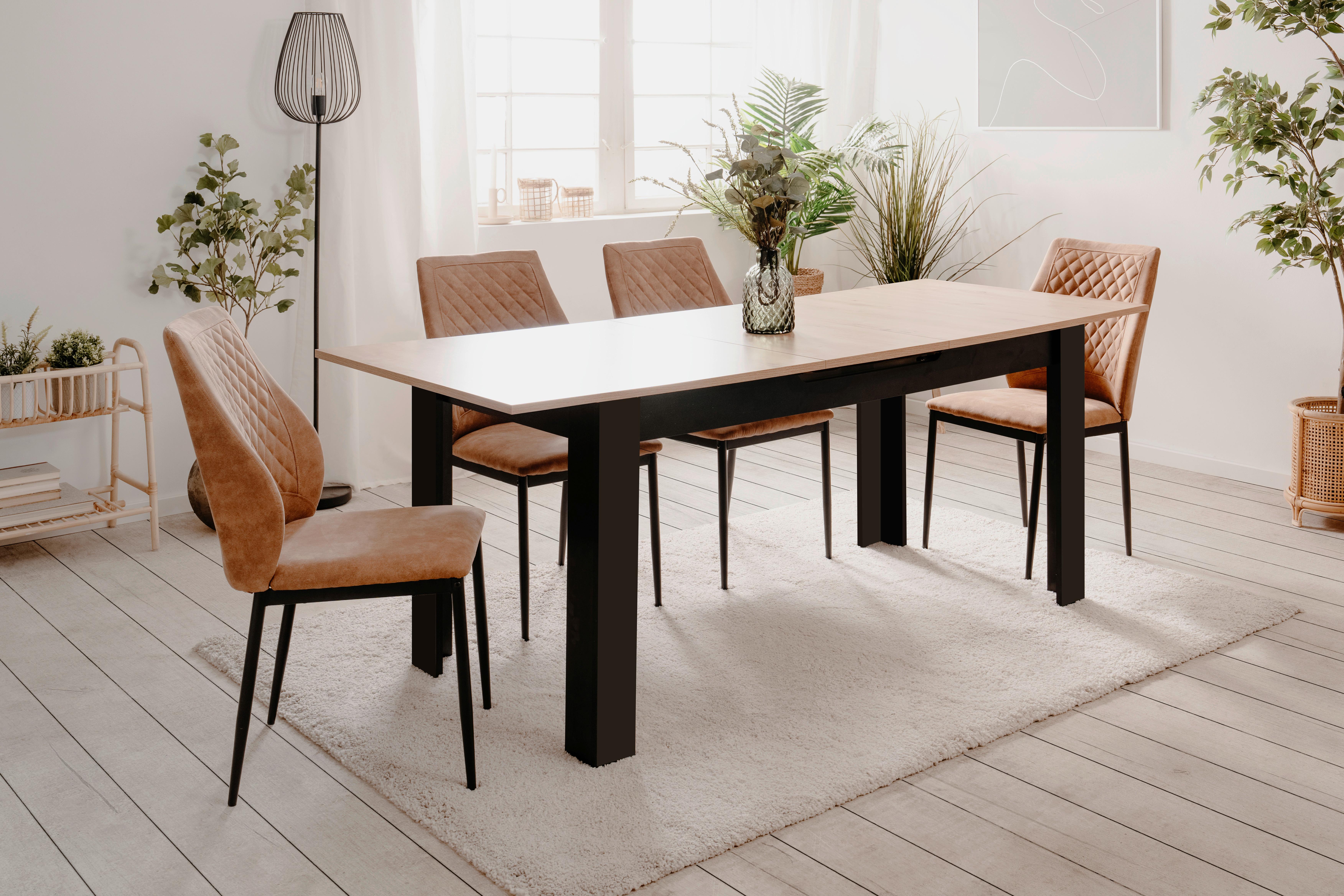 Esstisch Birmingham 80b - Schwarz/Eiche Artisan, MODERN, Holzwerkstoff (160-200/80/75cm) - MID.YOU