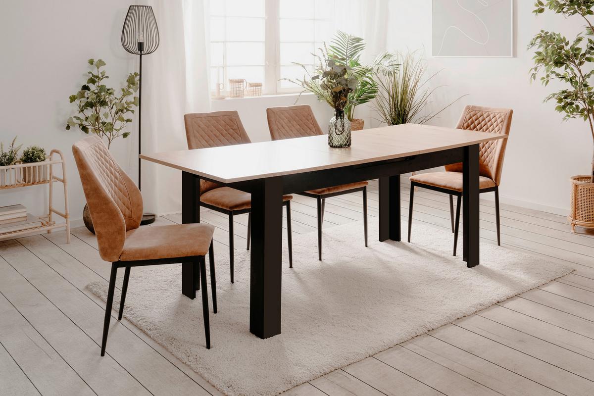 Esstisch Birmingham 80b - Schwarz/Eiche Artisan, MODERN, Holzwerkstoff (160-200/80/75cm) - MID.YOU