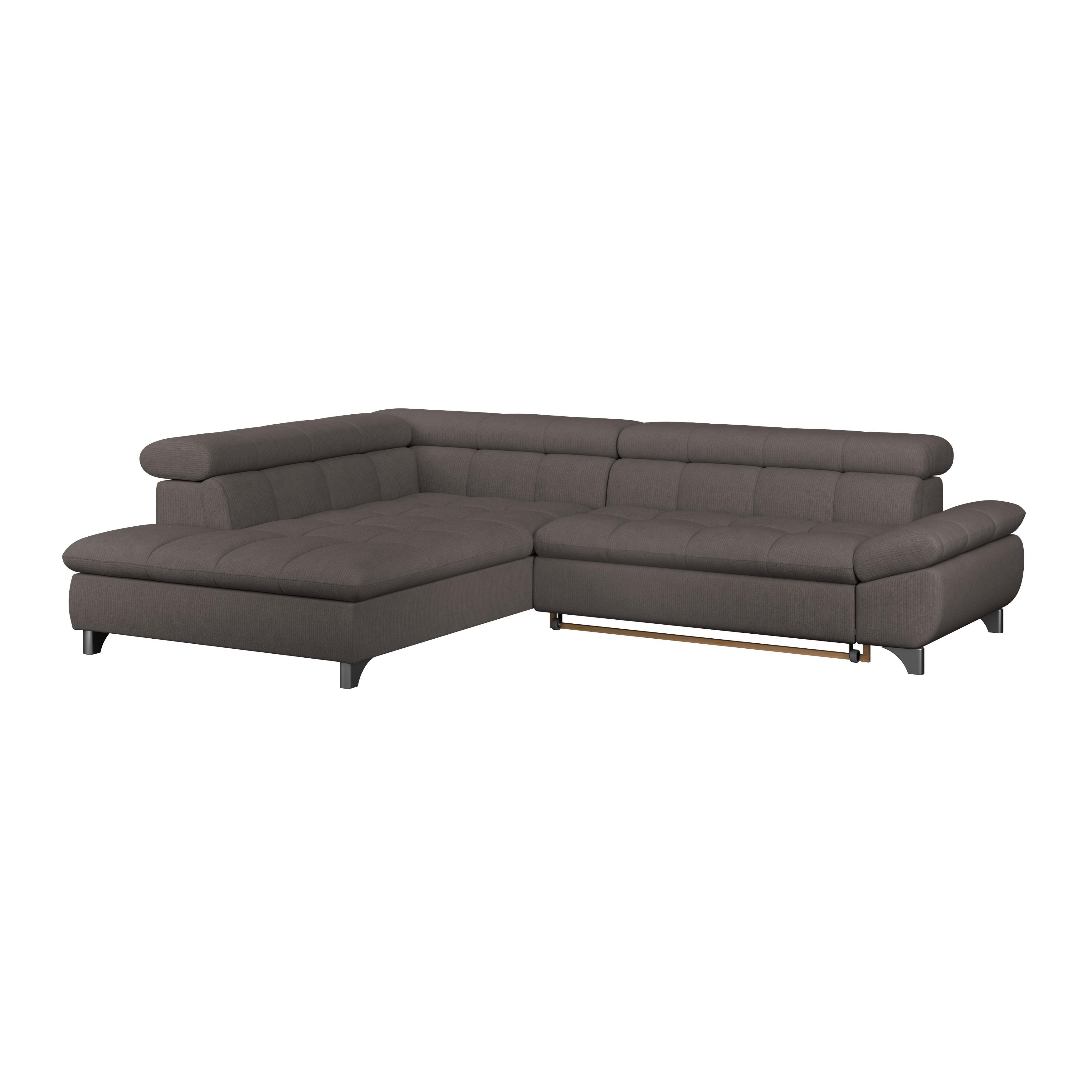 Rohová sedačka GEMINI S, levá, hnědá žinylka - barvy chromu/hnědá, Konvenční, kov/textil (234/312cm)