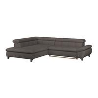 Rohová sedačka GEMINI S, levá, hnědá žinylka - barvy chromu/hnědá, Konvenční, kov/textil (234/312cm)