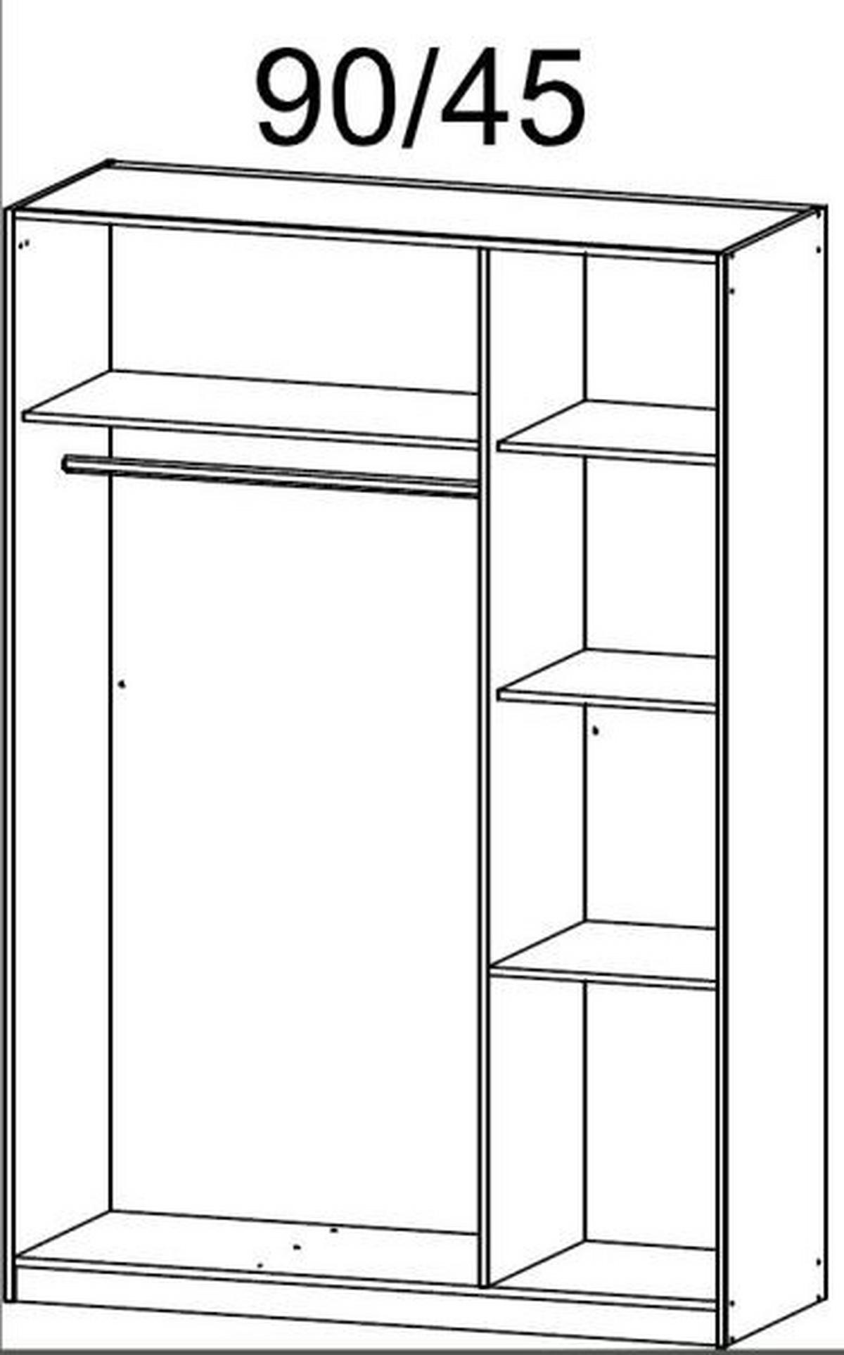 Drehtürenschrank grifflos 136cm Freising, Weiß Dekor - Weiß/Sonoma Eiche, MODERN, Holzwerkstoff (136/197/54cm) - Rauch Möbel