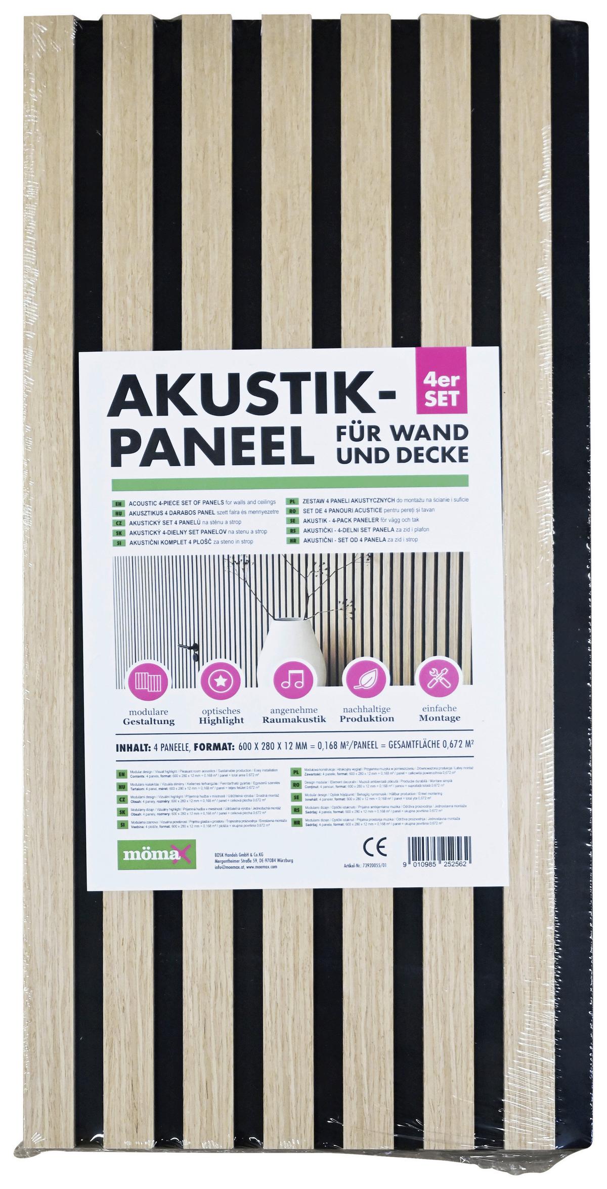 Akustický panel, Ashley, š/v: 60,5/28cm - dub bianco, Modern, drevo/kompozitné drevo (60,5/28/1,2cm) - Mömax