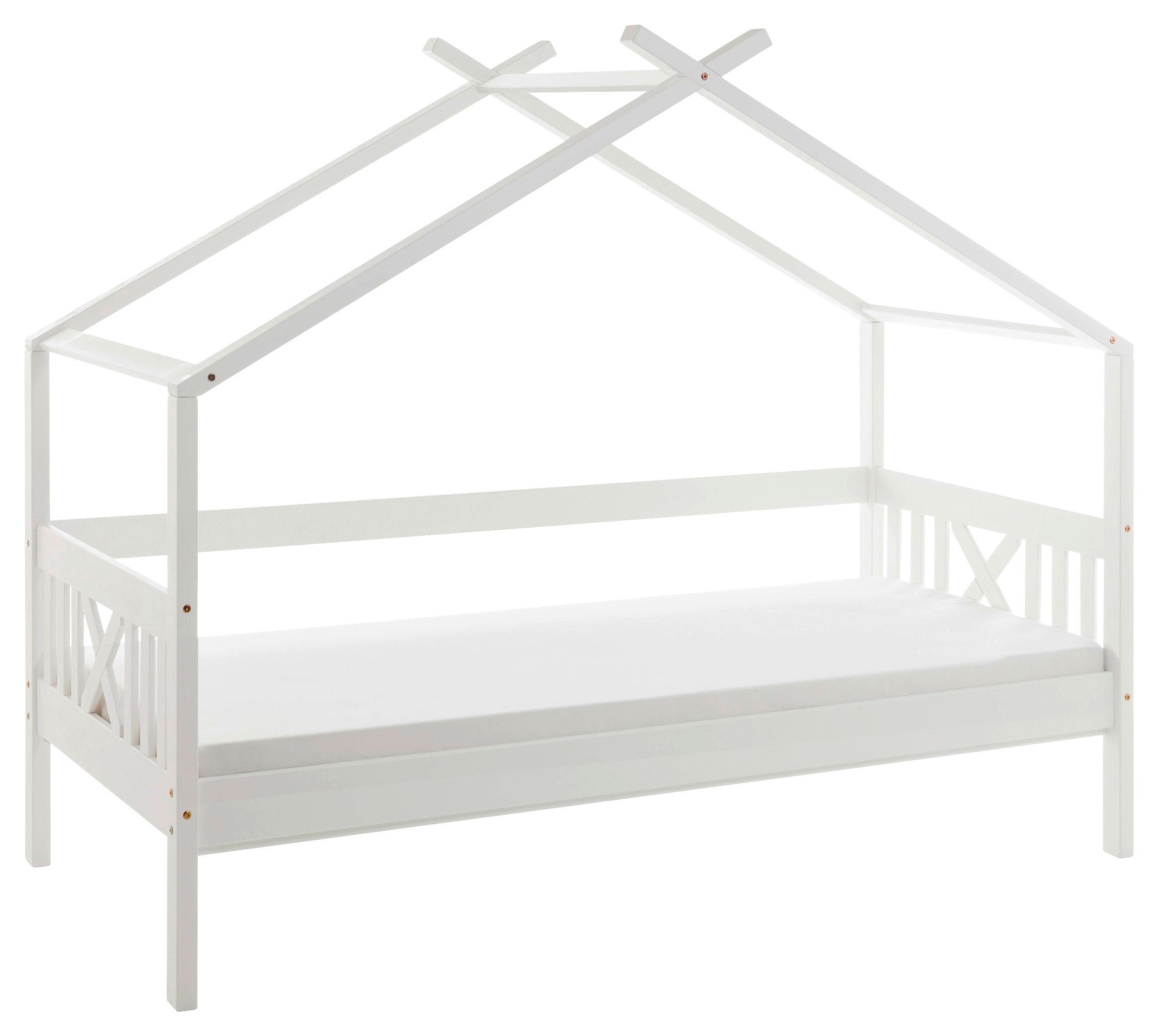Hausbett Susa Weiß LF: 90x200cm - Weiß/Naturfarben, KONVENTIONELL, Holz/Holzwerkstoff (90/200cm)