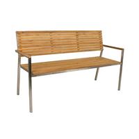 Gartenbank Teakholz Denver 2-Sitzer Mit Rückenlehne - Silberfarben/Teakfarben, Basics, Holz/Metall (144/86/55cm) - Gardenson