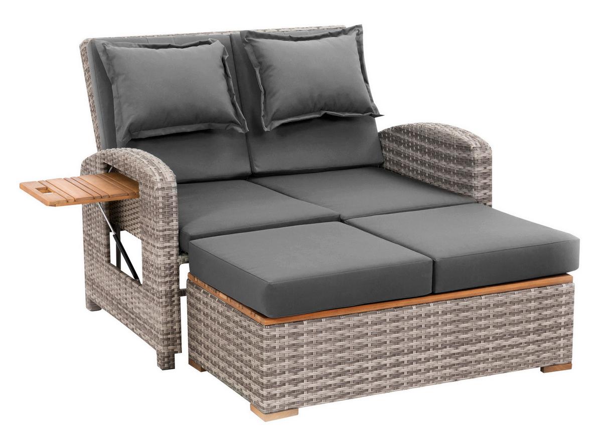 Loungegarnitur 2-Teilig Bahia Tobago Holz/Metall mit Kissen - Grau, Basics, Holz/Textil (117/93/74cm) - Gardenson
