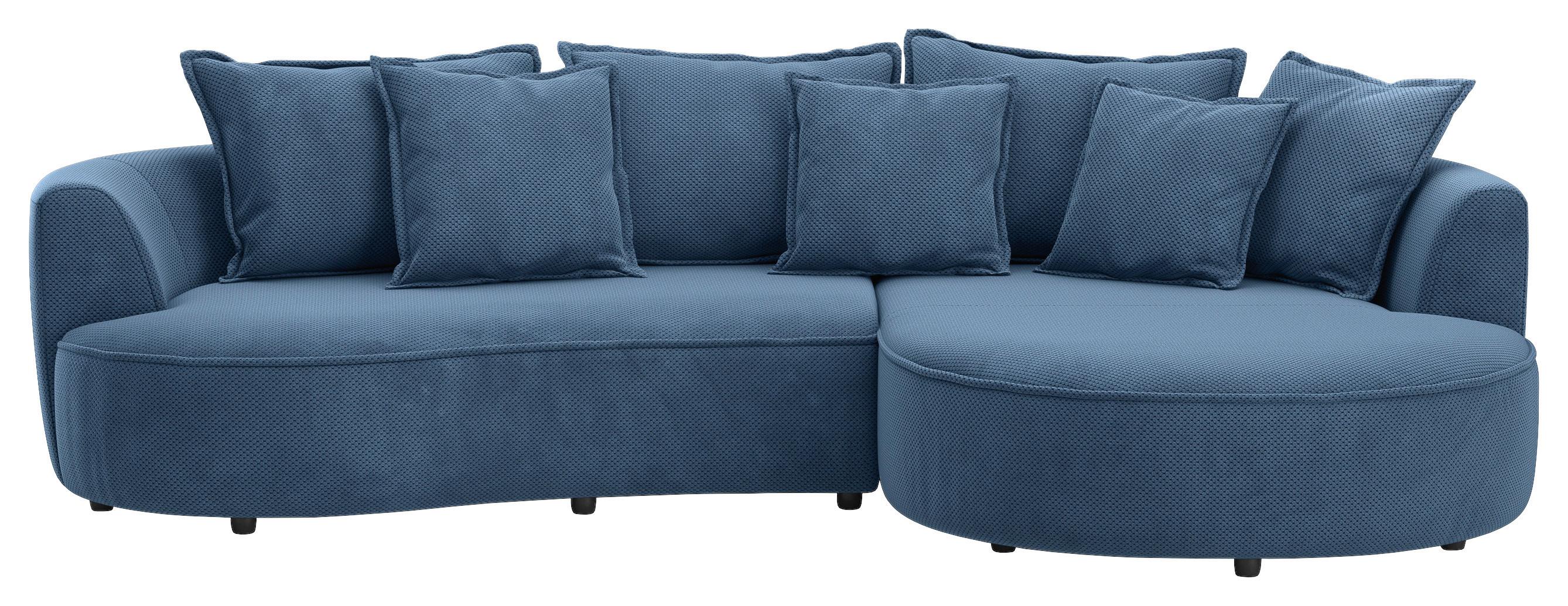 Rohová sedačka LEVI, pravá, tmavomodrá, so 7 vankúšmi - čierna/tmavomodrá, Modern, textil/plast (287/168cm)