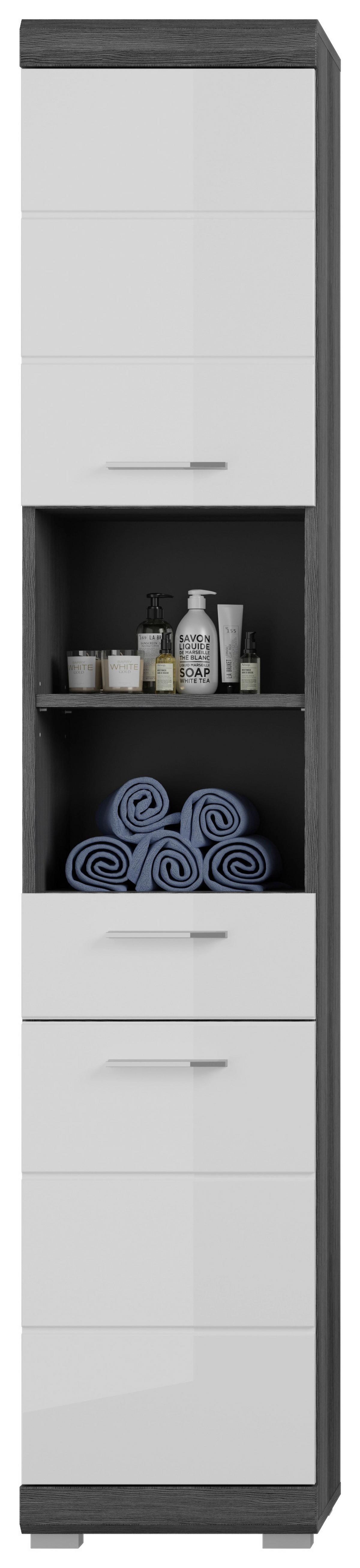 Badezimmer Scout - Weiß Hochglanz, MODERN, Holzwerkstoff (97cm) - MID.YOU