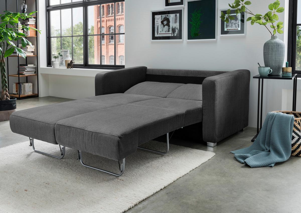 Schlafsofa Mia, Anthrazit B: 159 Cm - Chromfarben/Anthrazit, Basics, Textil (159/88/87cm) - Livetastic