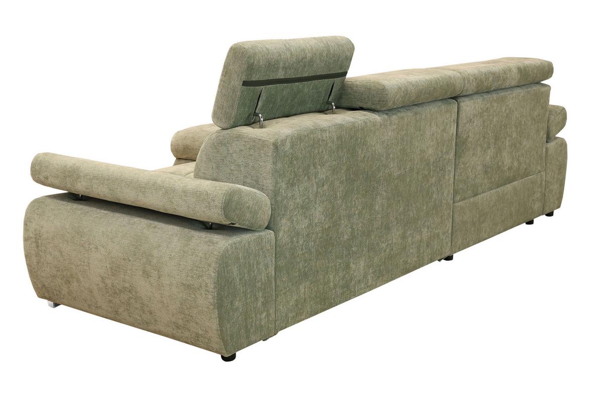 Rohová sedačka VEGAS, ľavá, šalviovozelená ženilka - strieborná/šalviovozelená, Design, drevo/textil (173/294cm)